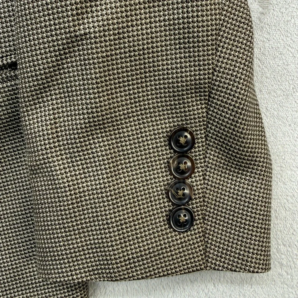 Armani Collezioni Blazer Mens 46R Brown Silk Wool Cashmere Micro Check Italy
